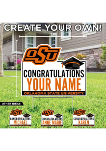 Oklahoma State Cowboys Personalized Congratulations Grad Yard Sign - White