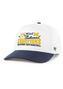 47 Michigan Wolverines 2026 NCAA D1 Men's Basketball Multi Champs Hitch Adjustable Hat - White