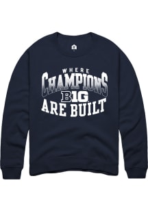 Rally Big Ten Mens Navy Blue Champs Arch Style Long Sleeve Crew Sweatshirt