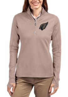 Cutter and Buck Arizona Cardinals Womens Oatmeal Mono Traverse Qtr Zip Pullover