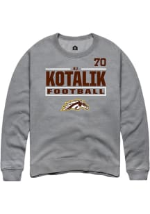 KJ Kotalik Western Michigan Broncos Mens Grey Football NIL Stacked Box Player Crew