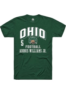 Adonis Williams Jr. Ohio Bobcats Green Football NIL Arch Logo Short Sleeve Player T Shirt