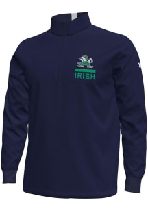 Under Armour Notre Dame Fighting Irish Mens Navy Blue Gameday HW Icon Long Sleeve Qtr Zip Pullover