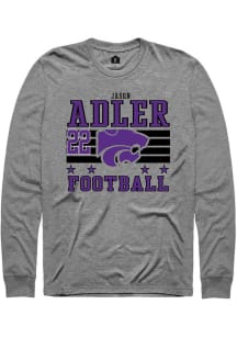 Jason Adler K-State Wildcats Grey Football NIL Striped Long Sleeve Player T Shirt