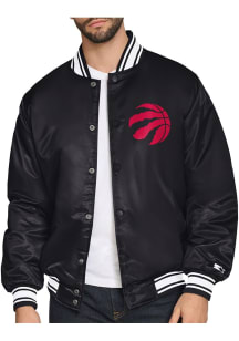 Starter Toronto Raptors Mens Black Triangle Satin Varisty Medium Weight Jacket