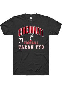 Taran Tyo Cincinnati Bearcats Black Football NIL Arch Logo Short Sleeve Player T Shirt