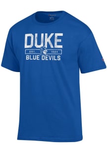 Champion Duke Blue Devils Blue Flat Name Alt Logo Short Sleeve T Shirt