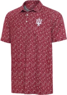 Antigua Indiana Hoosiers Mens Crimson University Football Short Sleeve Polo