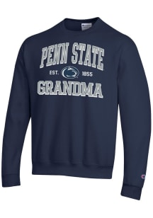 Champion Penn State Nittany Lions Mens Navy Blue Est. Date Grandma Powerblend Long Sleeve Crew Swe..