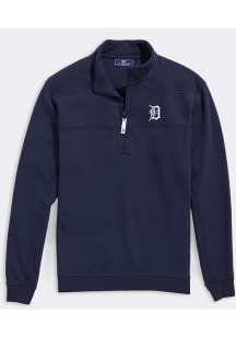 Vineyard Vines Detroit Tigers Mens Navy Blue Shep Shirt Long Sleeve Qtr Zip Pullover