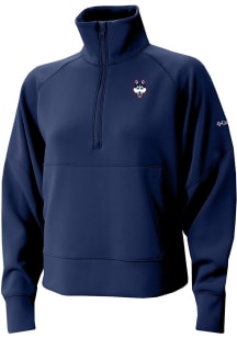 Columbia UConn Huskies Womens Navy Blue Heat Seal Wickham Hills Qtr Zip Pullover