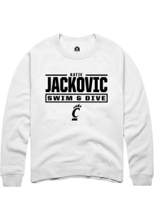 Katie Jackovic Cincinnati Bearcats Mens White NIL Stacked Box Player Crew