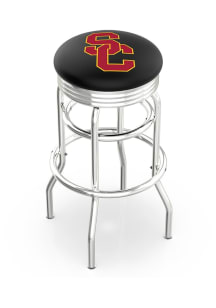 USC Trojans Double-Ring Swivel Chrome Pub Stool - Black