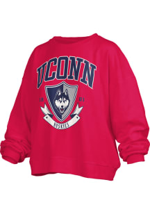 Pressbox UConn Huskies Womens Red Buckler Crew Sweatshirt