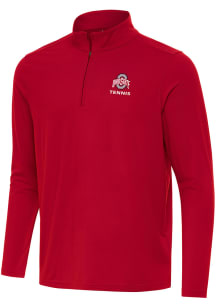 Antigua Ohio State Buckeyes Mens Red Tennis Intent Long Sleeve Qtr Zip Pullover