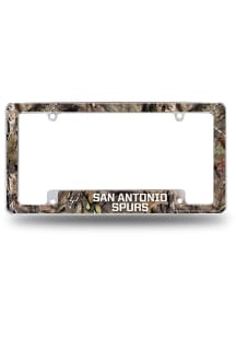 San Antonio Spurs Camo Mossy Oak All Over Chrome License Plate Frame - White
