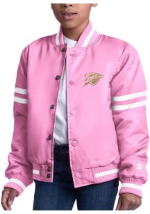 Starter Oklahoma City Thunder Youth Pink Script Satin Medium Weight Jacket