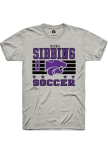 Maddie Sibbing K-State Wildcats Ash NIL Striped Short Sleeve Player T Shirt