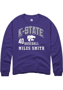 Miles Smith  Rally K-State Wildcats Mens Purple NIL Arch Logo Long Sleeve Crew Sweatshirt