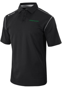 Columbia Oregon Ducks Mens Black Heat Seal Omni Wick Shotgun Short Sleeve Polo