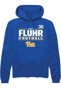 Emory Fluhr Pitt Panthers Mens Blue Football NIL Stacked Box Player Hood