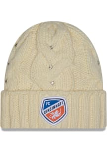 New Era FC Cincinnati White DL Rhinestone Cable Cuff Womens Knit Hat