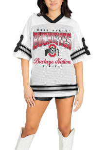 Ohio State Buckeyes Womens Gameday Couture Squad Mentality Fashion Football Jersey - White