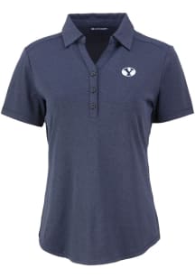 Cutter and Buck BYU Cougars Womens Navy Blue Forge Eco Polo Short Sleeve Polo Shirt