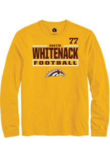 Hunter Whitenack Western Michigan Broncos Gold Football NIL Stacked Box Long Sleeve Player T Shirt