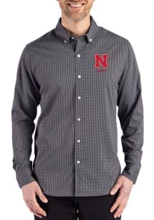 Cutter and Buck Nebraska Cornhuskers Mens Black Alumni Skyline Long Sleeve Dress Shirt