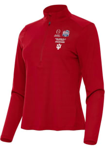 Antigua Indiana Hoosiers Womens Crimson 2026 Peach Bowl Champions Tribute Qtr Zip Pullover