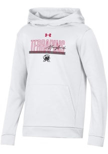 Under Armour Maryland Terrapins Girls White Team Script Long Sleeve Hooded Sweatshirt