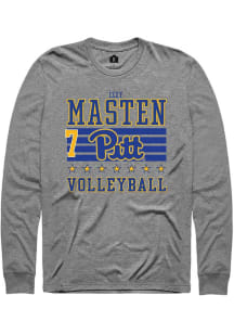 Izzy Masten Pitt Panthers Grey NIL Striped Long Sleeve Player T Shirt