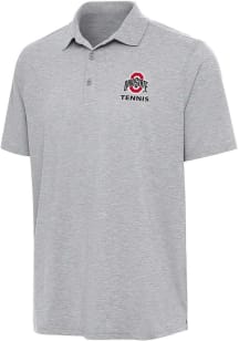 Antigua Ohio State Buckeyes Mens Grey Heather Tennis Par 3 Short Sleeve Polo