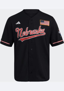 Adidas Nebraska Cornhuskers Mens Black Replica Baseball Jersey