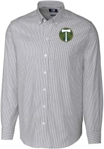Cutter and Buck Portland Timbers Mens Charcoal Stretch Oxford Stripe Big and Tall Dress Shirt