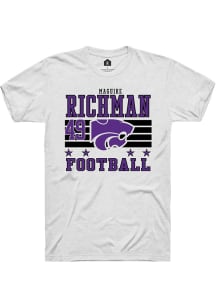 Maguire Richman K-State Wildcats White Football NIL Striped Short Sleeve Player T Shirt
