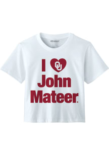 John Mateer  BreakingT Oklahoma Sooners Womens White I Heart John Mateer Short Sleeve T-Shirt