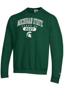 Champion Michigan State Spartans Mens Green Class of 2027 Powerblend Long Sleeve Crew Sweatshirt