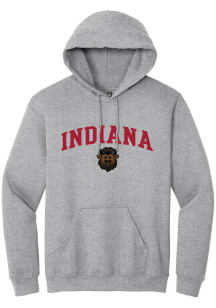 Summit Sportswear Indiana Hoosiers Mens Grey Hoosier The Bison Embroidered Long Sleeve Hoodie