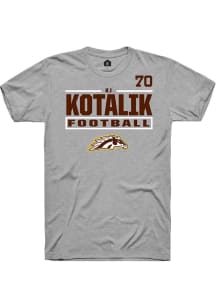 KJ Kotalik Western Michigan Broncos Grey Football NIL Stacked Box Short Sleeve Player T Shirt