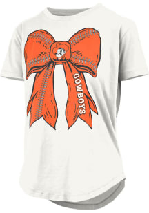 Pressbox Oklahoma State Cowboys Womens White Big Bow Softball Short Sleeve T-Shirt