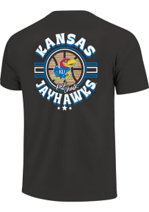 Kansas Jayhawks Graphite Textured Court Ball Short Sleeve T Shirt