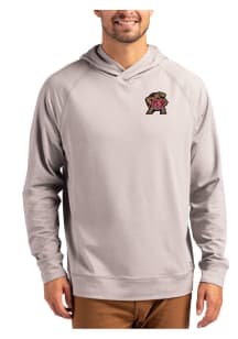Cutter and Buck Maryland Terrapins Mens Grey Adapt Knit Hood Long Sleeve Hoodie