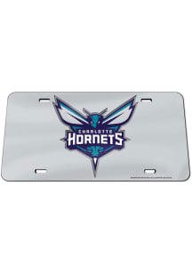 Charlotte Hornets Silver Inlaid Car Accessory License Plate