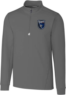 Cutter and Buck San Jose Earthquakes Mens Graphite Traverse Long Sleeve Qtr Zip Pullover