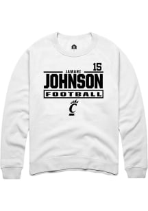 Jamari Johnson Cincinnati Bearcats Mens White Football NIL Stacked Box Player Crew