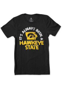 Bozz Prints Iowa Hawkeyes Black Hawkeyed State Short Sleeve T Shirt