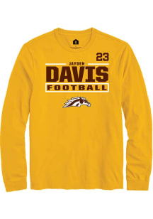 Jayden Davis Western Michigan Broncos Gold Football NIL Stacked Box Long Sleeve Player T Shirt