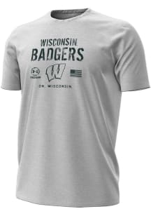 Under Armour Wisconsin Badgers Grey Freedom Performance Cotton Short Sleeve T Shirt